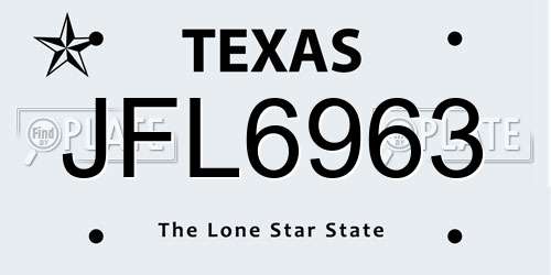 JFL6963 Texas License Plate