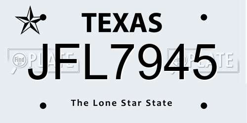 JFL7945 Texas License Plate