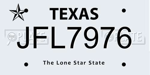 JFL7976 Texas License Plate