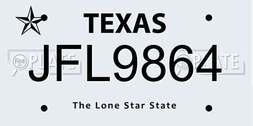 JFL9864 Texas License Plate