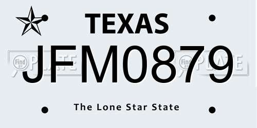 JFM0879 Texas License Plate