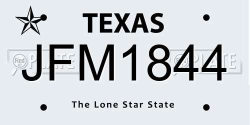 JFM1844 Texas License Plate