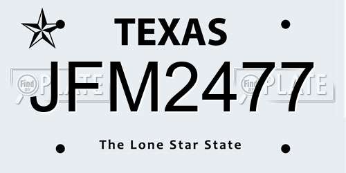 JFM2477 Texas License Plate