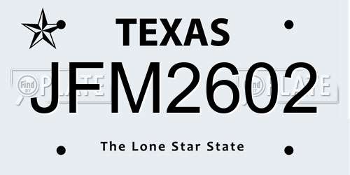 JFM2602 Texas License Plate