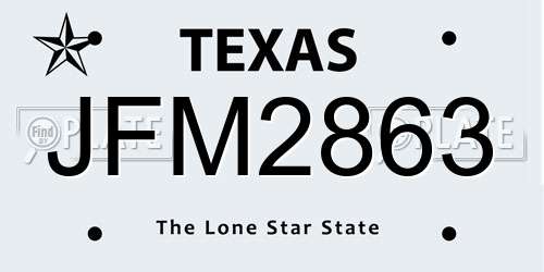 JFM2863 Texas License Plate