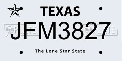 JFM3827 Texas License Plate