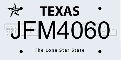 JFM4060 Texas License Plate