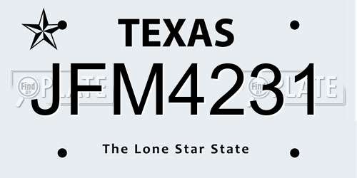 JFM4231 Texas License Plate