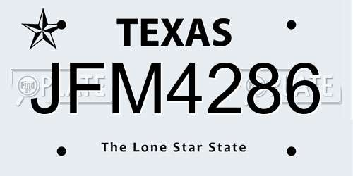 JFM4286 Texas License Plate