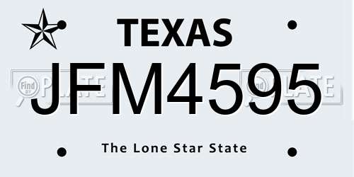 JFM4595 Texas License Plate