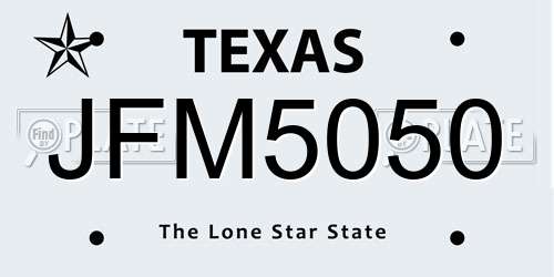 JFM5050 Texas License Plate