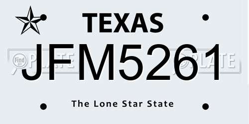 JFM5261 Texas License Plate
