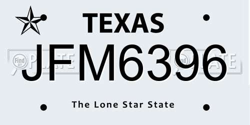 JFM6396 Texas License Plate