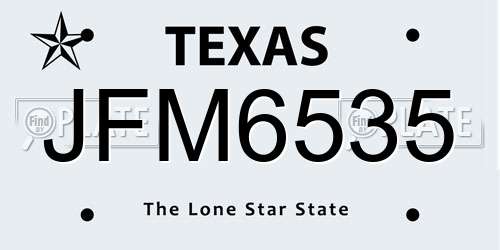 JFM6535 Texas License Plate