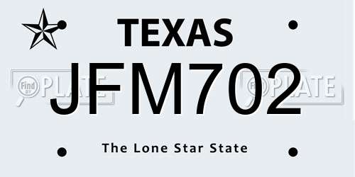JFM702 Texas License Plate