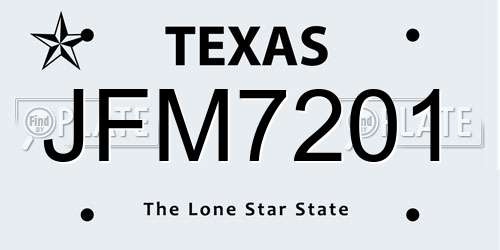 JFM7201 Texas License Plate