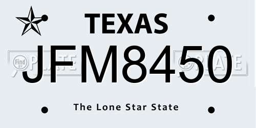 JFM8450 Texas License Plate