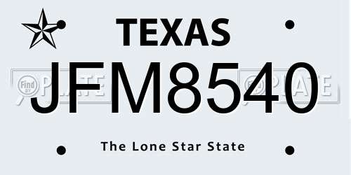 JFM8540 Texas License Plate