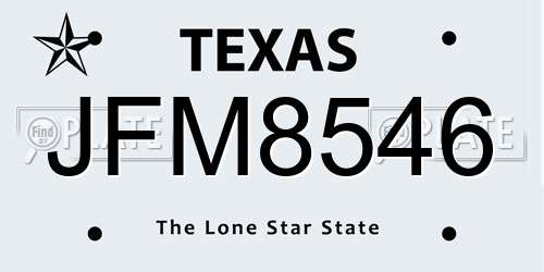 JFM8546 Texas License Plate