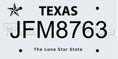 JFM8763 Texas License Plate