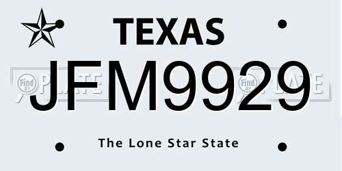 JFM9929 Texas License Plate