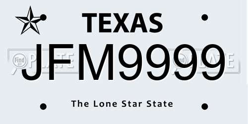 JFM9999 Texas License Plate