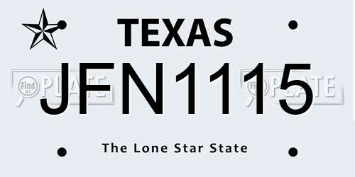 JFN1115 Texas License Plate