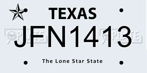 JFN1413 Texas License Plate
