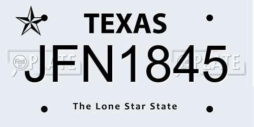 JFN1845 Texas License Plate