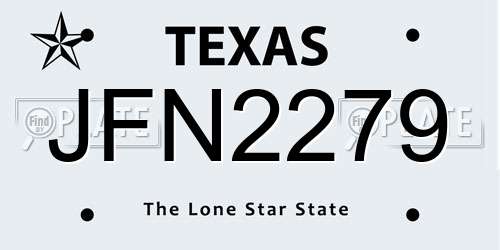JFN2279 Texas License Plate