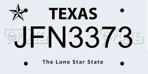 JFN3373 Texas License Plate