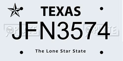 JFN3574 Texas License Plate