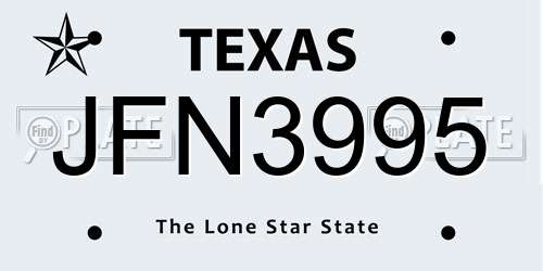 JFN3995 Texas License Plate