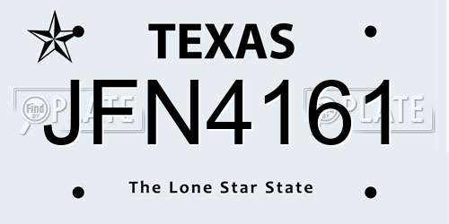 JFN4161 Texas License Plate