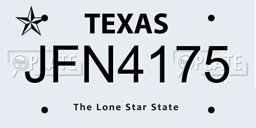 JFN4175 Texas License Plate