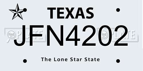 JFN4202 Texas License Plate