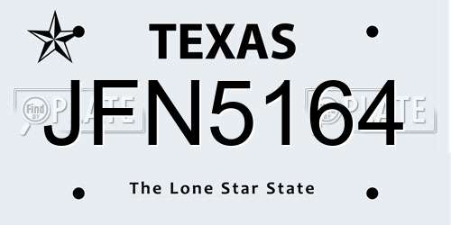 JFN5164 Texas License Plate