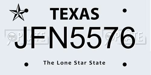 JFN5576 Texas License Plate