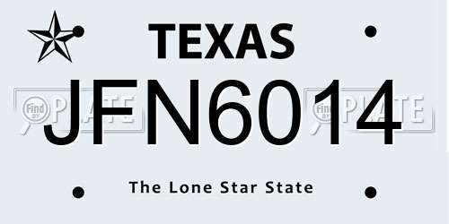 JFN6014 Texas License Plate