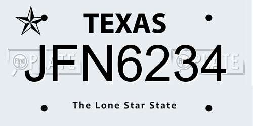 JFN6234 Texas License Plate