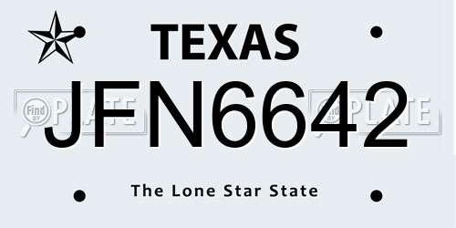 JFN6642 Texas License Plate