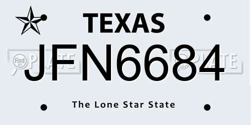 JFN6684 Texas License Plate