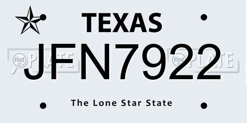JFN7922 Texas License Plate