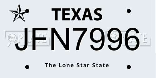 JFN7996 Texas License Plate