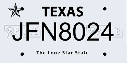 JFN8024 Texas License Plate