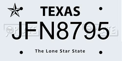 JFN8795 Texas License Plate