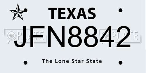 JFN8842 Texas License Plate