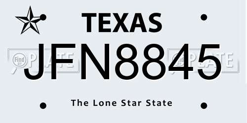 JFN8845 Texas License Plate