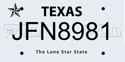JFN8981 Texas License Plate
