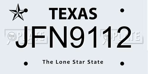 JFN9112 Texas License Plate
